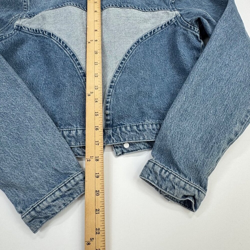 Triarchy Reverse Stirrup Denim Jacket Size Small Two Tone Cropped - Picture 10 of 11